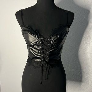 Black lace stretchy top